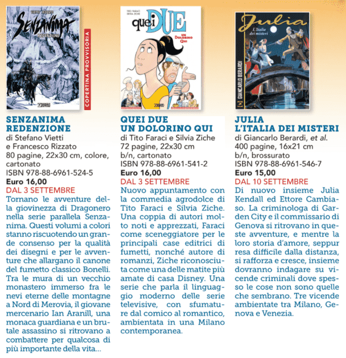 Sergio Bonelli Editore Uscite Settembre 2020