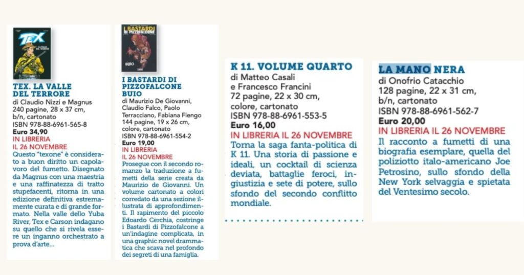 Bonelli Libraria Uscite 26 Novembre